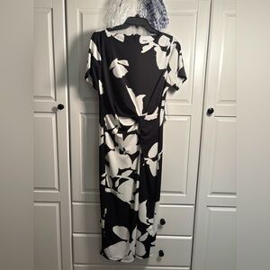 DKNY Monochrome Floral Midi Dress